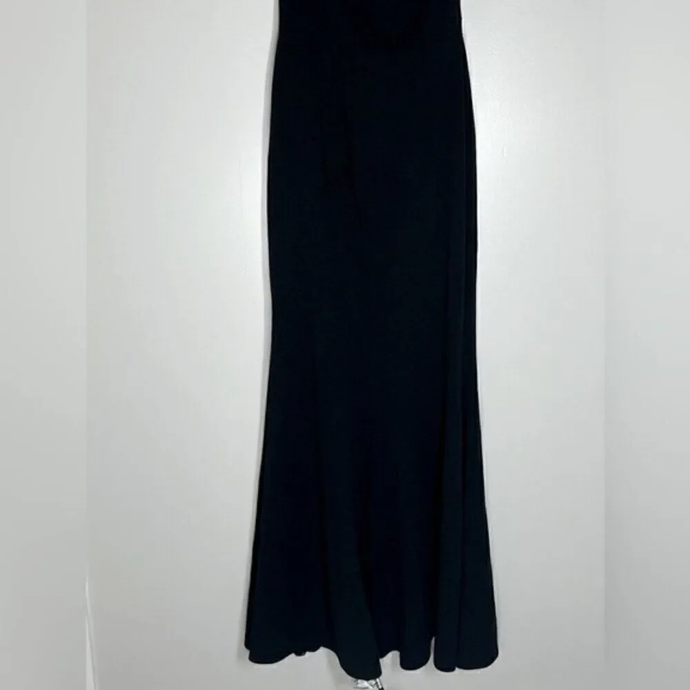 AQUA Scuba Crepe Off-the-Shoulder Gown New evening dress Black Size 8 New - Picture 10 of 13